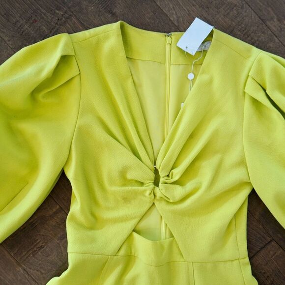 Jonathan Simkhai Kayleigh Cutout Crepe Mini Dress Lime Yellow Sz 2 NWT $495 - Picture 13 of 14